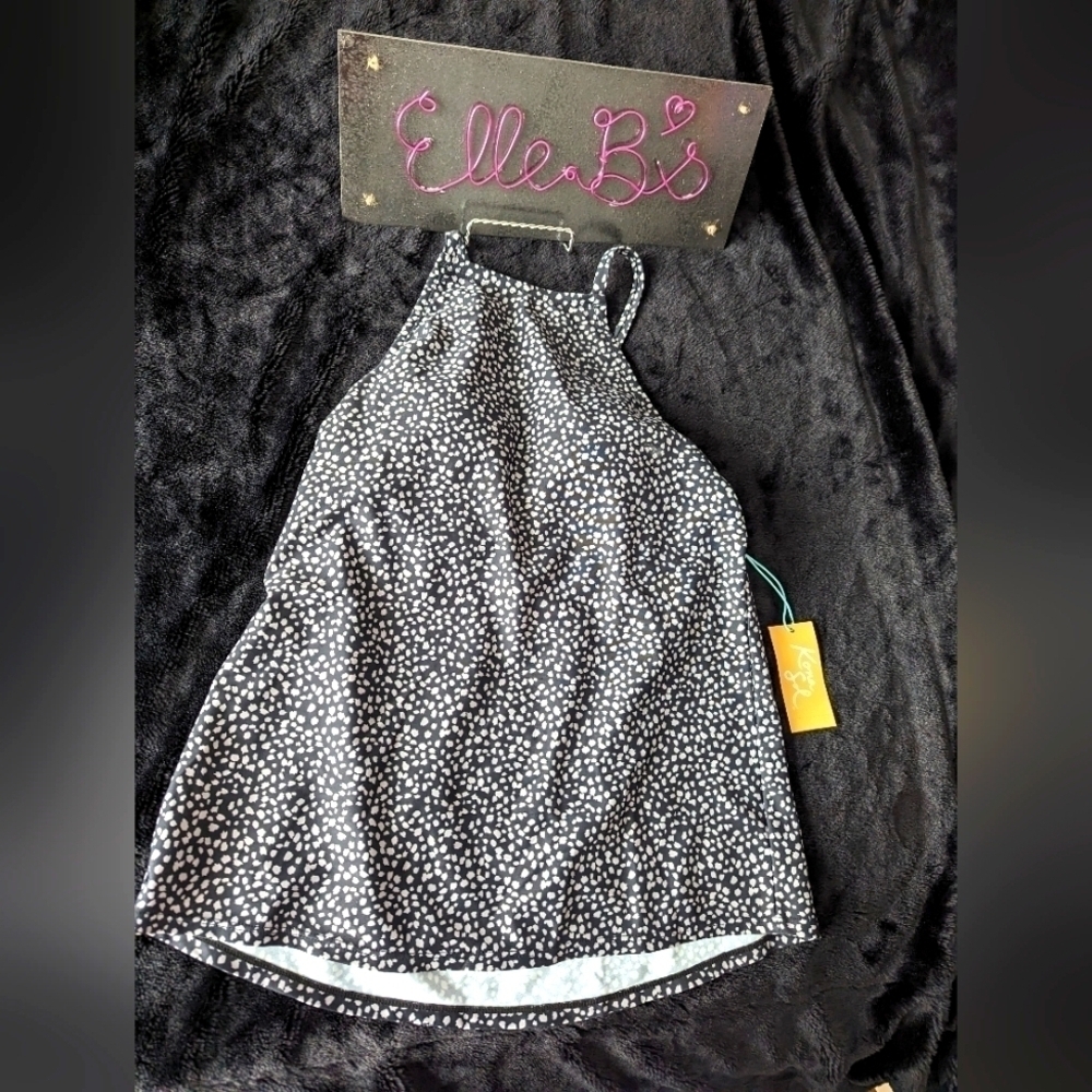 NWT Kona Sol Black Gray Pattern Tankini Top S